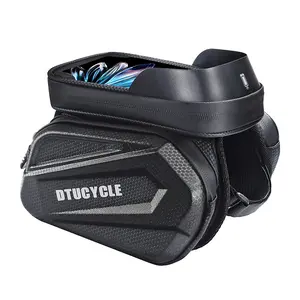 Hard Shell Touch Screen Bike Top Tube Bag, Waterproof Phone Holder, Sensitive TPU Window, Fits 7" Phones, Wear-Resistant Cycling Frame Pouch for Mountain & Road Bikes 49122