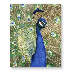 212 MAIN Artistic Peacock Blue 16x20 in. Lightweight Aluminum Animal Nature Metal Print Wall Artwork - Stylish Home Decor, Decoration for Bedrooms