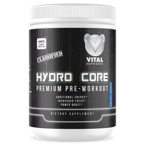 Vital Euphoric Hydro Core Premium Pre-Workout Tropical Sunrise Flavor with Caffeine & B Vitamins for Enhanced Energy and Focus