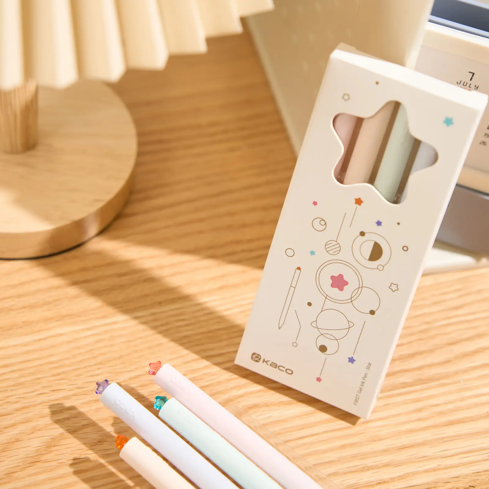 Kaco FIRST Gel Pens Cute Stationery Black Ink, 0.7 mm Medium Point, Aesthetic Cute Star Pens for Journaling