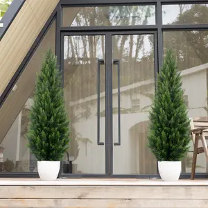 Realistic Artificial Cedar Tree 5/4/3/2 FT | Lifelike Faux Cedar Plant for Front Door, Office, Restaurant & Home Decor Spring Decorations