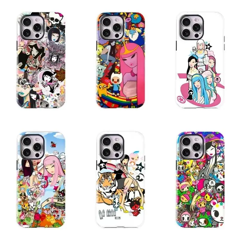 Tokidoki Collage Art Phone Case, Y2K Colorful Trendy Graffiti Anti-drop Protective Case, Subculture Personalized Style for iPhone 16/15/14/13/12/11/17 ProMax Plus for Samsung phones, suitable for both men and women,  Perfect Gift for Women Men.A gift
