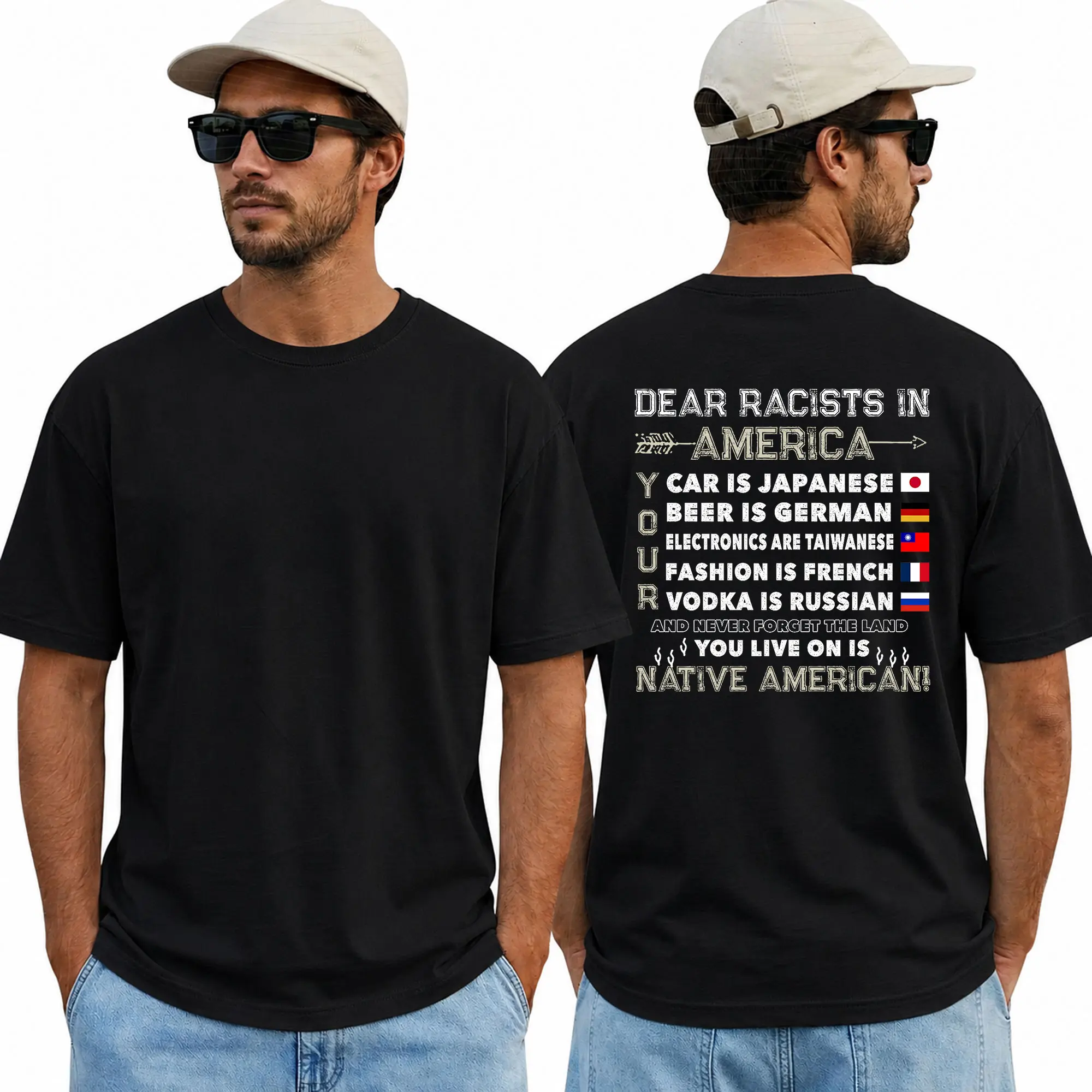 Anti Racism Shirt, Dear Racists In America Native American Equality Graphic Tee, Human Rights Diversity Shirt, Progressive Statement Unisex T-Shirt