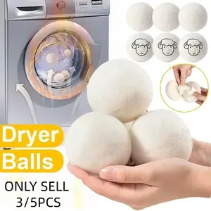 5cm Reusable Wool Dryer Balls Clothes Softener Laundry Fleece Dryer Ball Kit Home Clothes Dryer Washing Machine