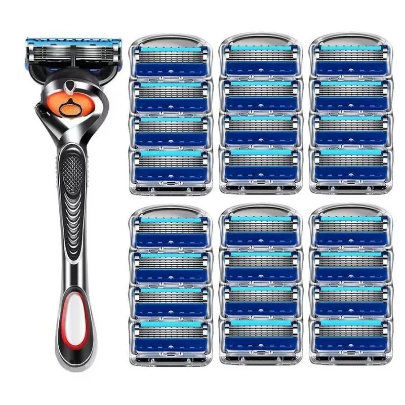 Manual Razor Set: 1 Razor Holder with Replaceable Heads, Men’s Beard Shaver & Precision Grooming Tool for Smooth Shaving"