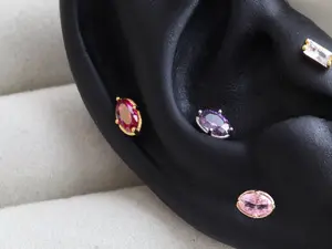Oval Colorful Tragus Labret • Oval Moonstone Cartilage Earring • Vibrant Colors Threadless Pushpin Helix 18g Stud • Lavender Conch Piercing