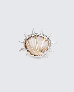 Ravika Silver Molten Spike Seashell Ring
