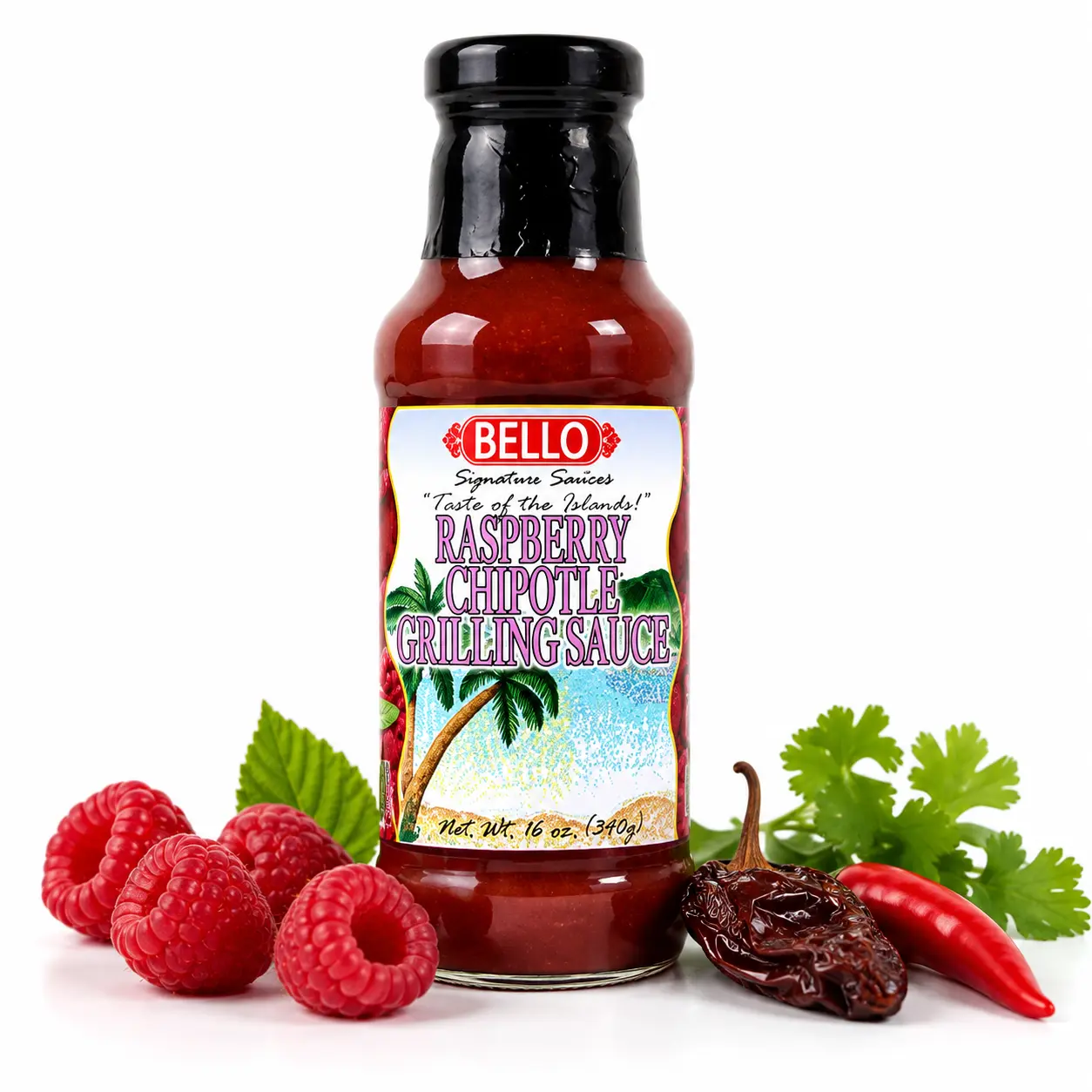 Bello Signature Raspberry Chipotle Grilling Sauce – Sweet & Smoky BBQ Sauce with Raspberry Flavor and Chipotle Spice – Premium Marinade, Glaze & Dipping Sauce for Chicken, Steak, Ribs, Seafood, Burgers & Grilled Foods