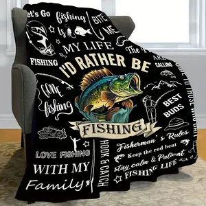 Ultra-Soft Fishing Enthusiast Gift Blanket - Lightweight, Allergy-Friendly Flannel Throw for Camping & Cozy Comfort