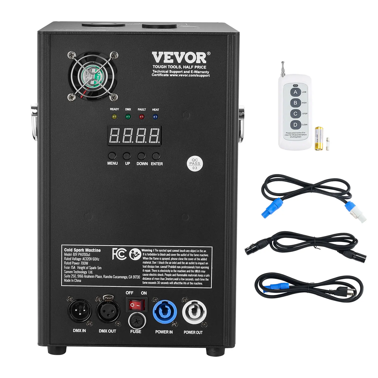 【Summerfinds】VEVOR Cold Spark Machine, 700W Output Fireworks Controller, 6.6-16.4ft Adjustable Height, with Advanced DMX System,LED Screen,Portable Handle,HeavyDuty Aluminum Alloy for Stage DJ Wedding Event,Party