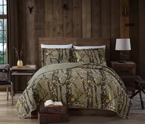 CHEZMOI COLLECTION Salem Cabin Lodge Forest Woods Camouflage Quilt Set 100% Microfiber Polyester Machine Washable Twin Queen King Sizes