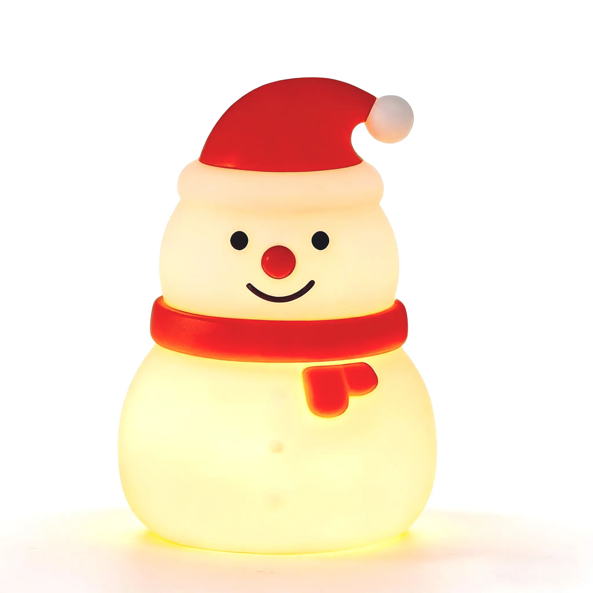 Swa Snowman Silicone LED Bedside Light - USB Rechargeable, Touch Control, RGB Colors, 7-Color, 3000K Warm White, Dimmable, Flicker-Free, Eye-Friendly Indoor Use Nursery Nightlight for Bedroom, Christmas Tree