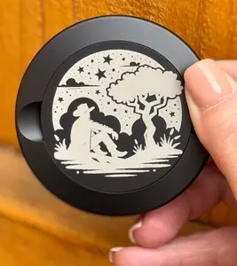 Nicotine Pouch Tin | Snus Tin | Engraved Cowboy Under Night Sky | Aluminum Nicotine Pouch Tin