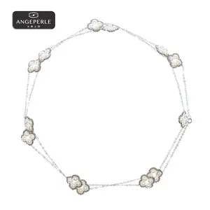 ANGEPERLE Alloy and Freshwater Pearl Gablily Necklace 4.5-5.5mm TSSL289