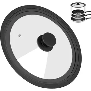 Universal Lid for Pots Pans and Skillets, Pan Cover Fit 9", 9.5",10" Diameter Cookware,  Replacement Lids with Tempered Glass for Frying Pans, Cast Iron
