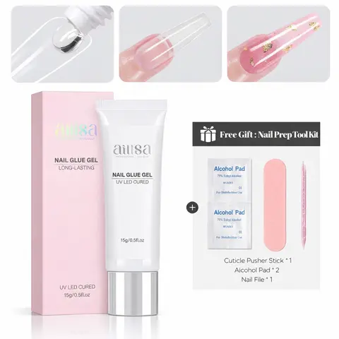 AILLSA Strong Hold Solid Gel Nail Glue Bottle (15g/30g) - UV Curing, Long-Lasting Grip, Easy to Apply, Soak-Off Type for Nail Extensions, Acrylics, Fake Press-Ons (Lamp Not Included) TikTokShopBackToSchool Sohochic