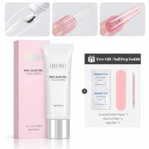 AILLSA Strong Hold Solid Gel Nail Glue 15g/30g UV Lamp Curing Needed Soak Off Long Lasting Easy to Apply Nail Glue for Clear Nail Tips Acrylic Nail Extension Fake Nail Press-ons Nailcare Manicure Cosmetic Summervibes (Lamp Not Included)