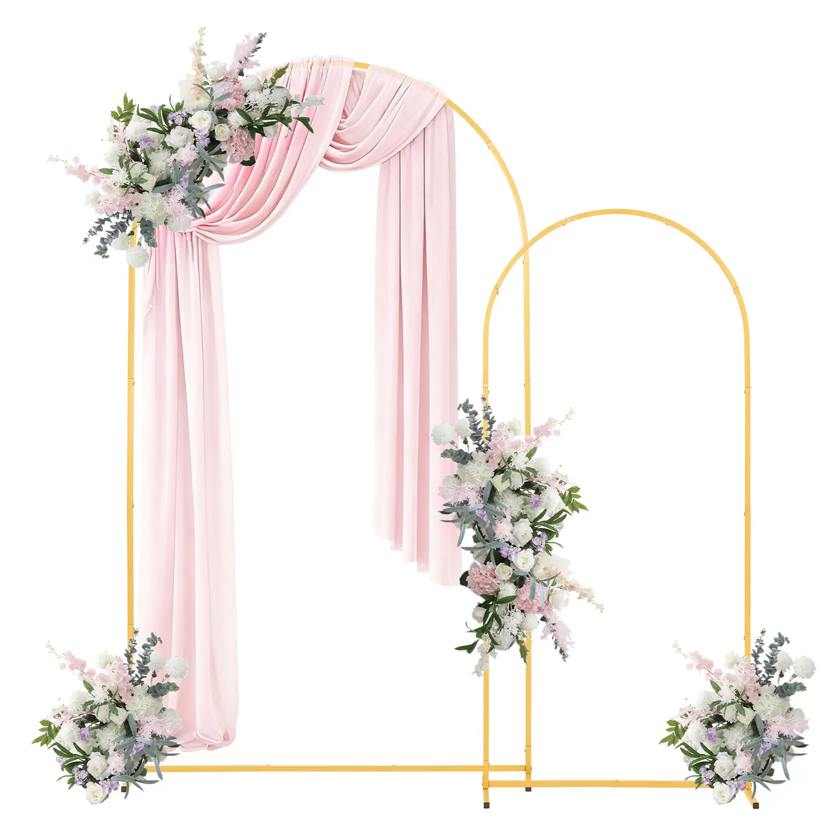 【SummerFinds】VEVOR Gold Metal Arch Backdrop Stand Set of 2 (7.2 ft & 6 ft) - Stable Structure, Easy Assembly, Party Decoration Supplies for Wedding, Graduation Party Decor, Flowers
