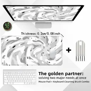 1 Count Non-slip Abstract Swirl Pattern Mouse Pad & 1 Count Keyboard Cleaning Soft Brush, Office and Home Use