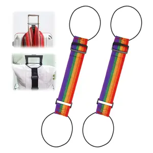 2 Pack Multi Use Strong Adjustable Luggage Connector Straps For Suitcases,Flexible Luggage Accessories Elastic Fastening Bag Rainbow Strap,Secure Carry On & Travel Essentials #SummerVibes
