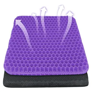 Double-Thick Gel Seat Cushion Honeycomb Breathable Non-Slip Cover 15.75x13.39x1 in Pressure Relief for Office Car Wheelchair Elastic Furniture Protector, Durable Cushions