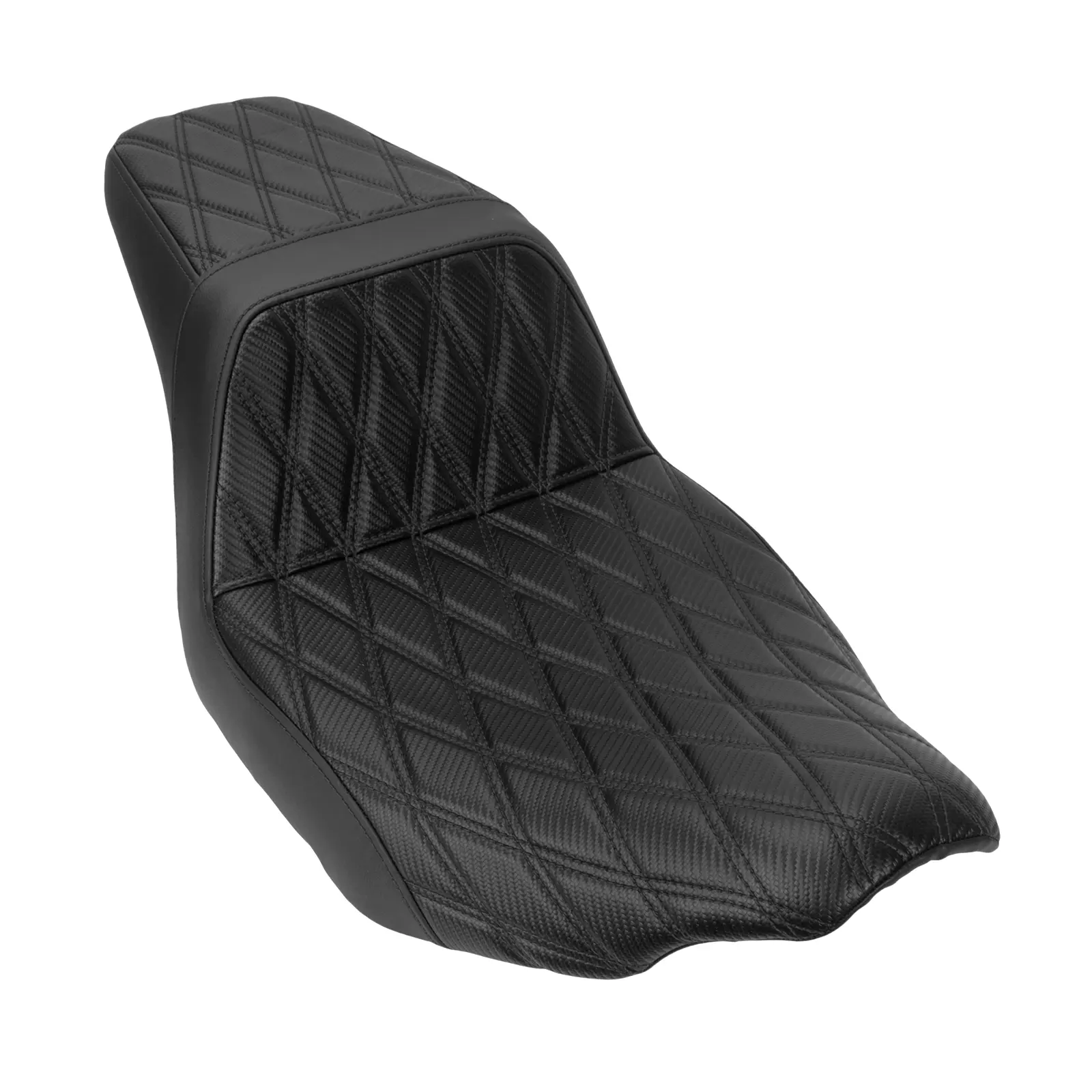 Custom Bagger Driver & Passenger Seat with Diamond Stitching, PU Leather, Durable Fit for Harley Touring 2024-Up - 12.99-inch Driver Width, 11.02-inch Passenger Pillion, Direct Fit | Mactions, Plastic, Seat Cover Solutions