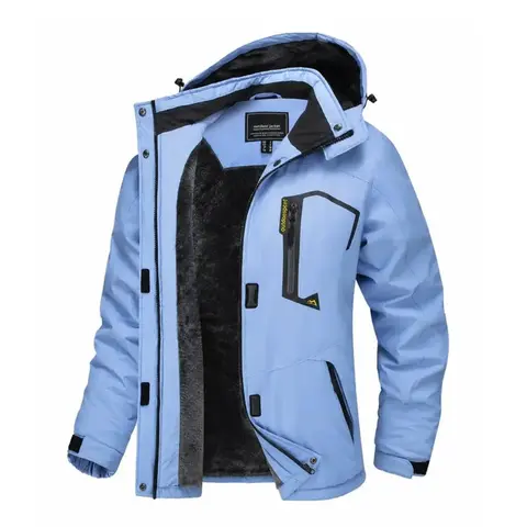 MAGCOMSEN Women's Fitted Waterproof Hooded Fleece-Lined Warm Winter Ski Coat - Windproof Outdoor Wear with Zip, 4-pocket Carry - Women's Clothing for Mountain Hiking Tops Ski Gear