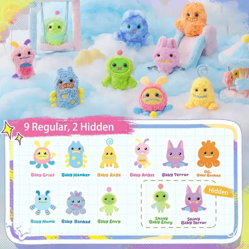 Nomster Baby Time Series Cuddly Stuffed Animals Plush Blind Box, Collectible Mystery Box