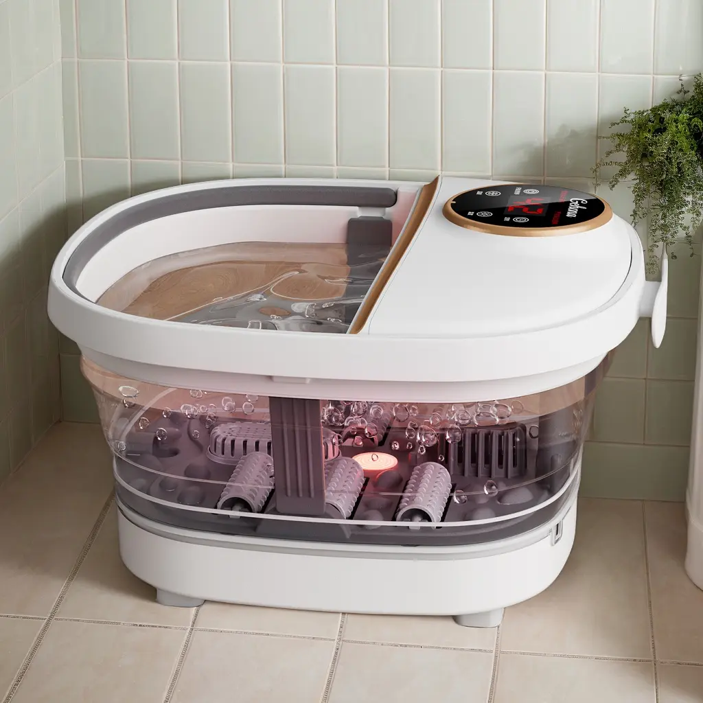 Collapsible Foot Spa Bath And Massager With Heater And Bubbles, Vibration  And Red Light, Foot Bath With Six Massage Rollers, Foot Soak Tub With  Pumice Stone Black Home Goods White - TikTok