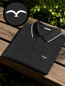 Men's quick-dry short-sleeve polo shirt with a flying bird strength print design. Breathable and comfortable for sports wear, colorfast, with a body-hugging tailored fit, sweat-wicking and non-sticky, made with durable craftsmanship.