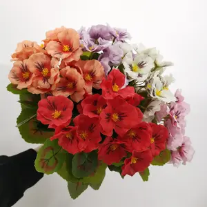 5pcs/set-Artificial Begonia Flower Bouquet, Silk & Artificial Flowers, Decorative Engineering Landscaping, Home Flower Arrangement Ornaments, Simulated Green Plants Floral Fruit artificial outdoor plants fake flowers for outdoor front porch decor