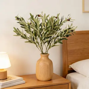 4 Pcs 30.7Inch Artificial Olive Tree Branches Faux Olive Stems for Vases with Berries for Wedding Table Centerpiece Porch Indoor Outdoor Vases Party Decor(Green)