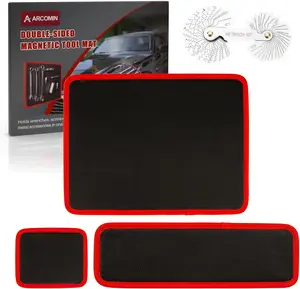 ‌Arcomin 3PC Flexible Magnetic Tool Mat & Tray Holder - Magnetic Tool Tray, Flexible Magnetic Mat, PVC & Non-Slip for Garage Workshop, Auto Repair Tools (12.8x9.8/12.6x4/6.3x5.3in)