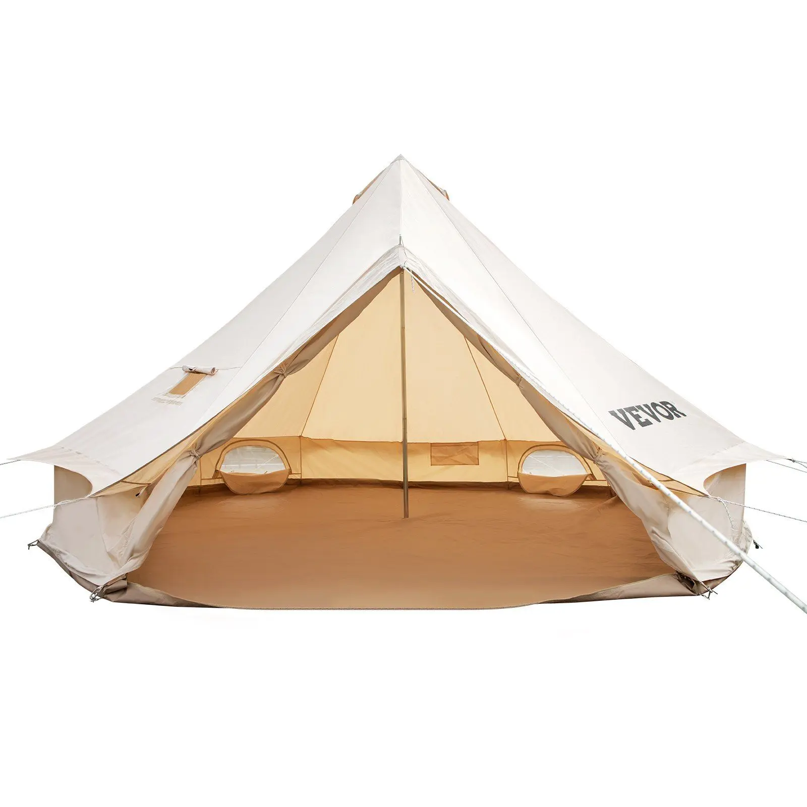 VEVOR MGB-3326 8-10 Person Cotton Glamping Bell Tent, 16'x16'x118" (5M Diameter) Breathable Waterproof Yurt with Stove Jack, Detachable Side Wall, Mesh Door Screen, Guylines for Family Hiking Camping