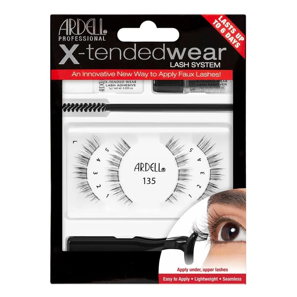 Ardell Lash Extension Kit #135, All-in-1 Makeup Kit Set with False Eyelashes & Adhesives for a Seamless, Lightweight, 6-Day Look, Easy Apply, Long Wear, Lengthening, Adults, Long Lasting, Eyelashes Extensions, Cosmetic, Dramatic Lashes
