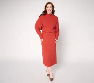 Carla Rockmore Collection Pull-On Sweater Midi Skirt