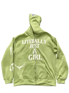 American street style Y2K hip-hop letter 3D print hoodie, personalized street style loose fit zip-up cardigan top for men and women.