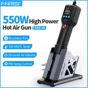 FNIRSI SAG-55 Intelligent 550W Hot Air Gun – 3 Interchangeable Nozzles Fast Heat-Up PID Temperature Control Digital Display Portable for PCB SMD Rework Heat-Shrink and DIY Repair