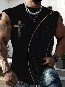 Men's Sleeveless T-Shirt, Fashion Trendy Streetwear Graphics Design, Printed Letter Pattern, Summer Breathable Comfort, Unique Casual Style