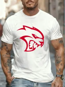 Dodge Challenger Hellcat  New Arrival fashion heavyweight Hot Sale vintage Summer streetwea vintage funny Crewneck Printed T-shirt