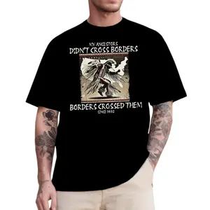 My Ancestors Didn’t Cross Borders Shirt, Borders Crossed Them Since 1492 Tee, Native American Heritage Statement T-Shirt, Indigenous History Awareness Graphic Top, Unisex Cotton Vintage Style, Full Colors, Full Sizes Womenswear