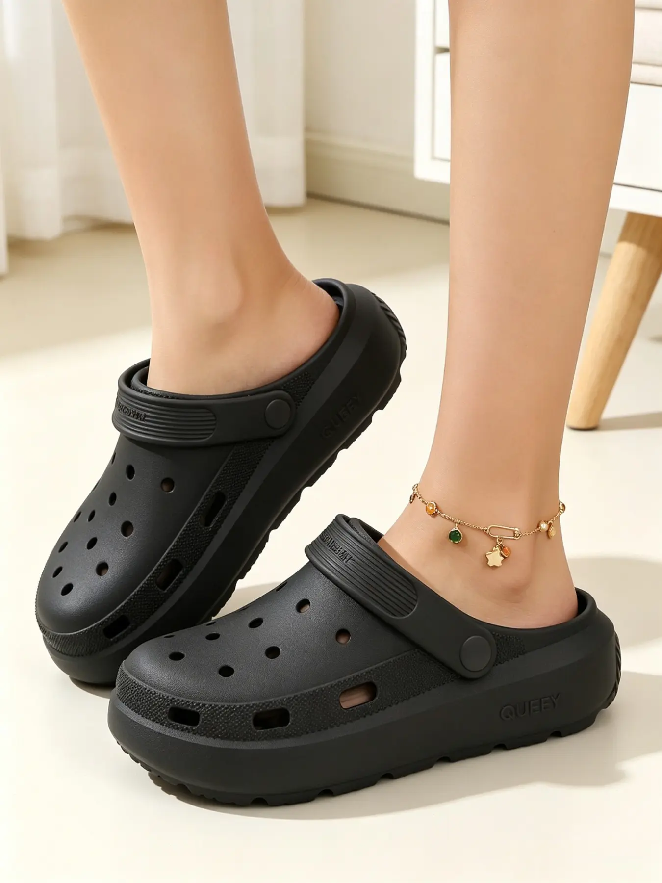 Women's Indoor Outdoor Slippers, Casual Fashion Slippers, Summer Slide Slippers, 4cm Heel Eva Sandals, Non-Slip Waterproof, Casual Plain Design, All-Season Garden Beach Shoes