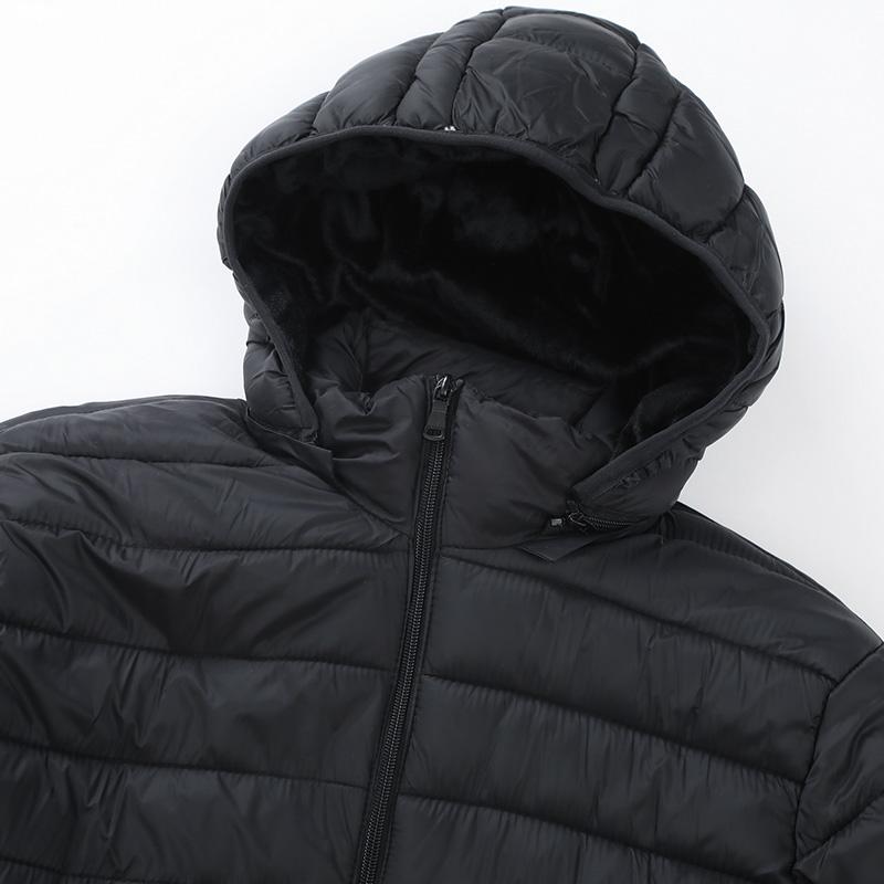 Men's Black Hooded Quilted Puffer Jacket, Warm Winter Casual Lightweight Padded Coat
