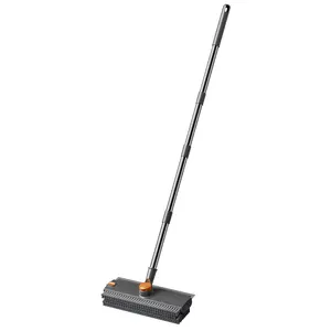 Long Handle Floor Scrub Brush with Squeegee, Rotating Bathroom Cleaning Brush for Shower, Tile, Grout & Floor Cleaning