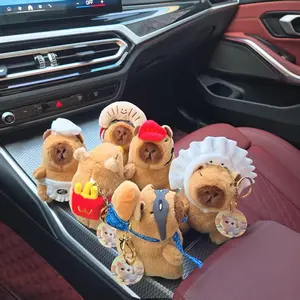 Chef Capybara Plush Keychain Cartoon Cute Food Series Bread French Fries Capybara Doll Bag Pendant