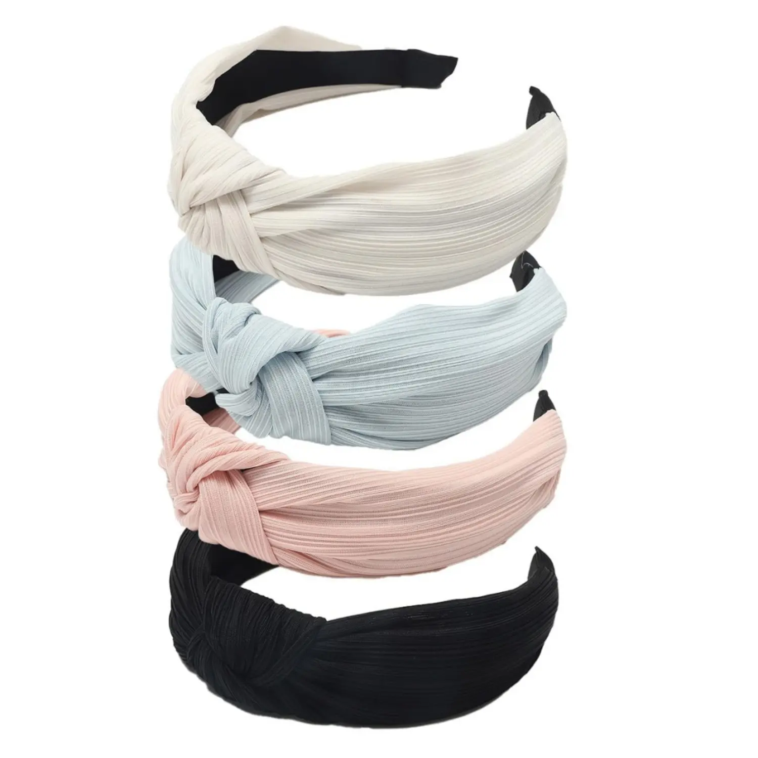 Women's 4Pcs Wide Knotted Fashion Headbands (Black, White, Pink, Blue) - Female Hair Accessories for Beach, Casual, Party, Dancer Use, Ideal Gifts for Home Improvement & Building Supplies, Wallpaper & Wall Trim Needs, Daily