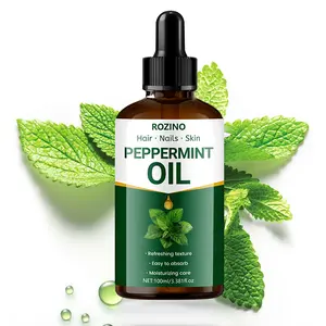 ROZINO Natural Peppermint Oil 100ml for Diffuser Skin Care Aromatherapy Hair Scalp & Body Massage Refreshing Scent Easy Absorb Moisturizing Care - Daily