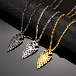 Nordic Necklace Triangle Compass Titanium Steel Chain Men's Trendy Cool Accessory