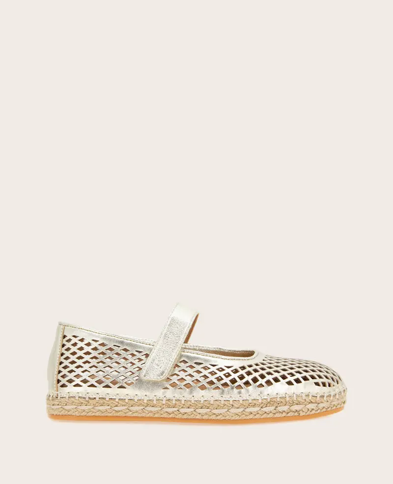 GENTLE SOULS - Sienna Metallic Fish Net Mary Jane Espadrille