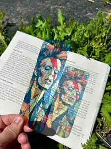 lover bookish Bowie Bookmark - Legendary Bowie Gift, Music Icon Page Marker, Ziggy David Fan Art Stardust, Rock Star Memorabilia for Book Lovers